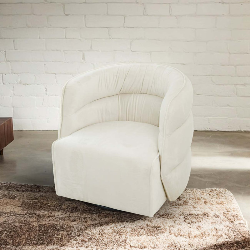 Chaise pivotante moderne en velours Walden, Velours crème