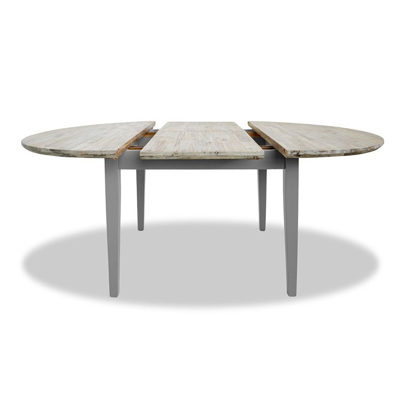 Chatham Extendable Round Solid Wood Top Dining Table, Dove Grey