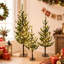 Ensemble de 3 sapins de Noël artificiels préilluminés avec lumières DEL blanc chaud, sapins clairsemés avec bases en métal