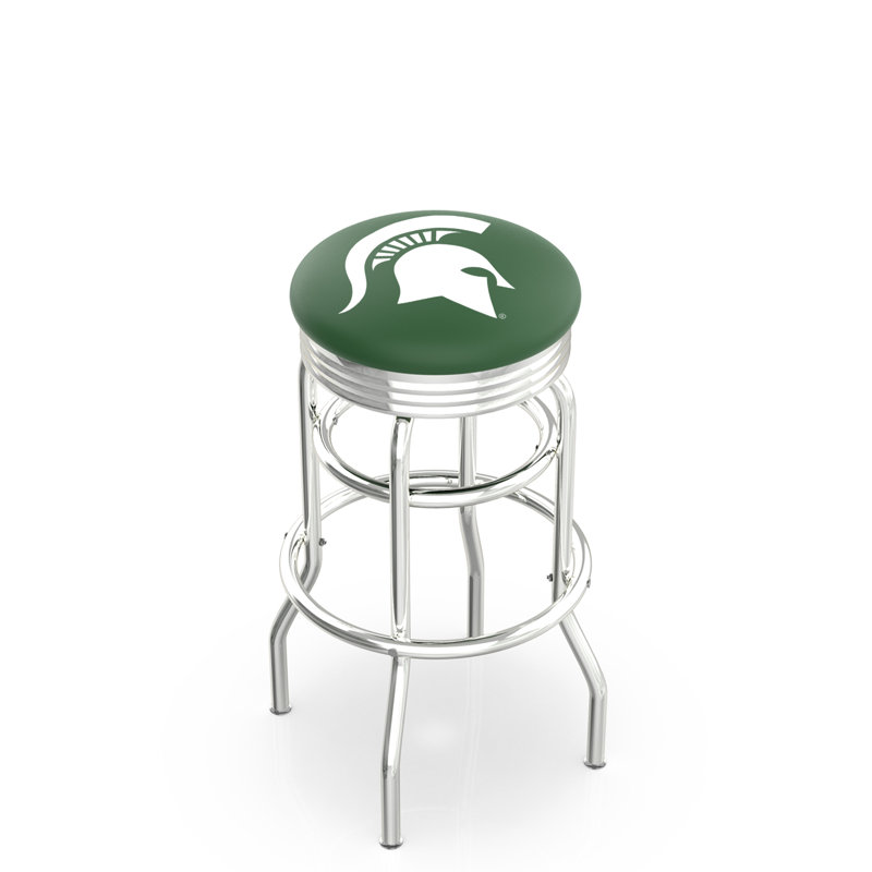 Tabouret de bar Logo Series, Tabouret de bar d'une hauteur de siège de 30 po, Double anneau chromé, Michigan State University