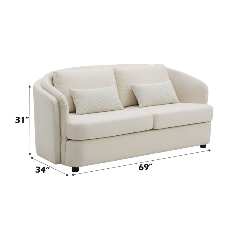 Causeuse en lin beige avec 2 coussins décoratifs Mariko