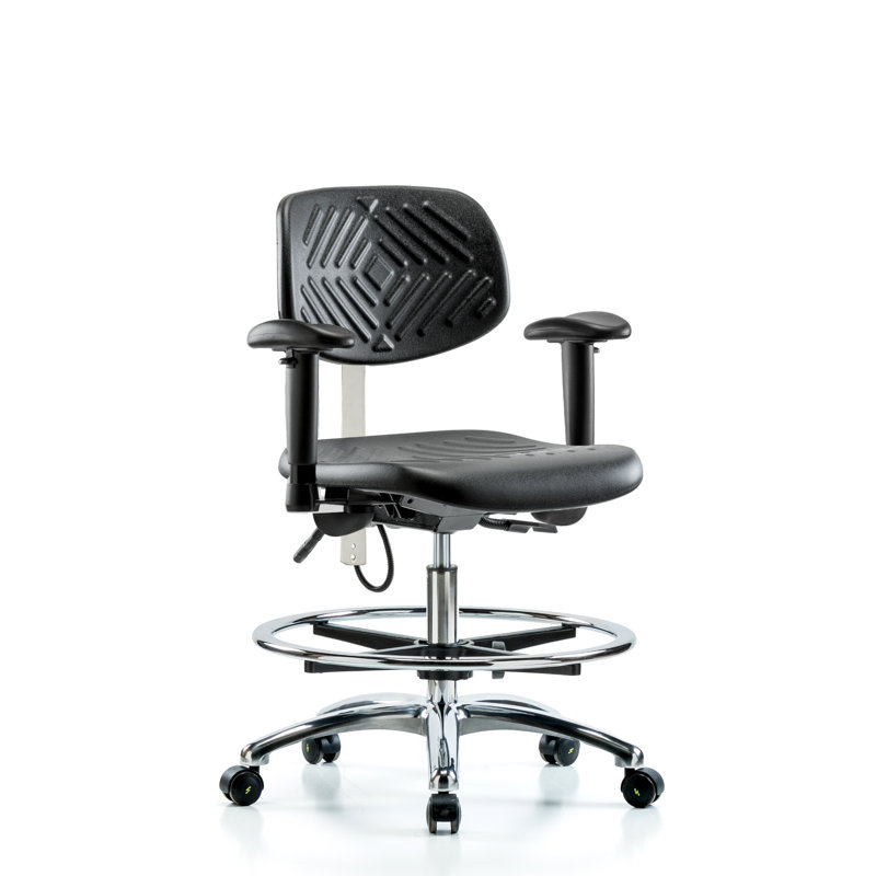 Colton Drafting Chair, Black, Casters, Not Included