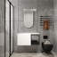 Meuble-lavabo moderne de 36 po avec 2 portes à fermeture douce, meuble-lavabo blanc brillant, demi-porte en verre gris, contreplaqué construit pour plus de commodité