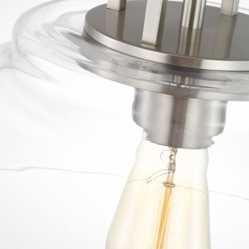 Payton Pendant, 8.38" H x 15" W x 15" D, Brushed Steel