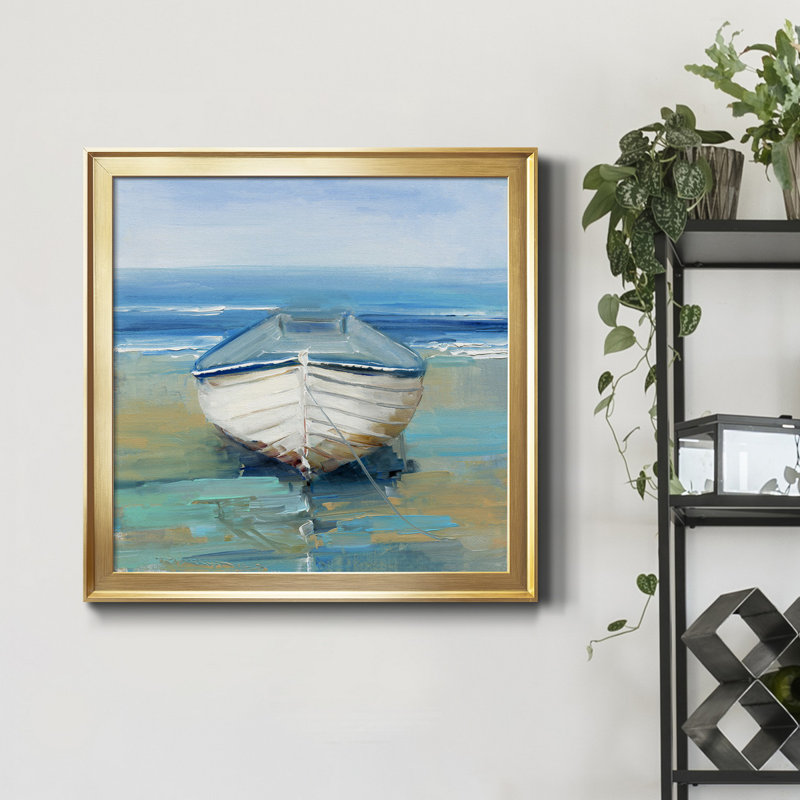 Beach Dreaming - Peinture sur toile encadrée, Toile encadrée dorée, H 17,5 po x l 17,5 po x P 1,5 po