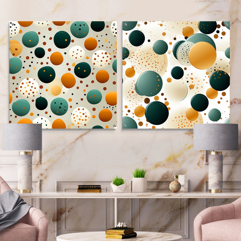 Coaxum - Ensemble de 2 peintures murales abstraites en acrylique, H 16 po x l 33 po