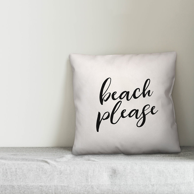  Coussin intérieur / extérieur Beach, Blanc cassé / noir, H 16 po x l 16 po