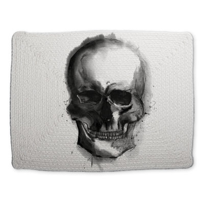 Watercolor Dark Skull Placemat | Braided Polyester Decor
