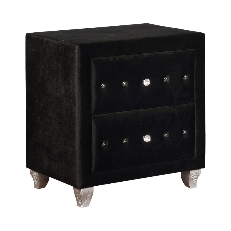 Mikrut Black 3-Piece Upholstered King Bedroom Set with Chest, King, Black