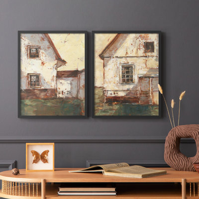 Sunlit Barn I-Premium, reproduction encadrée prête à accrocher - aucun clou requis - aucun clou requis