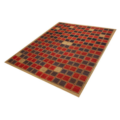 Tapisserie Chaimi rouge tissée à la main de conception unique 12 pi 0 po x 14 pi 7 po