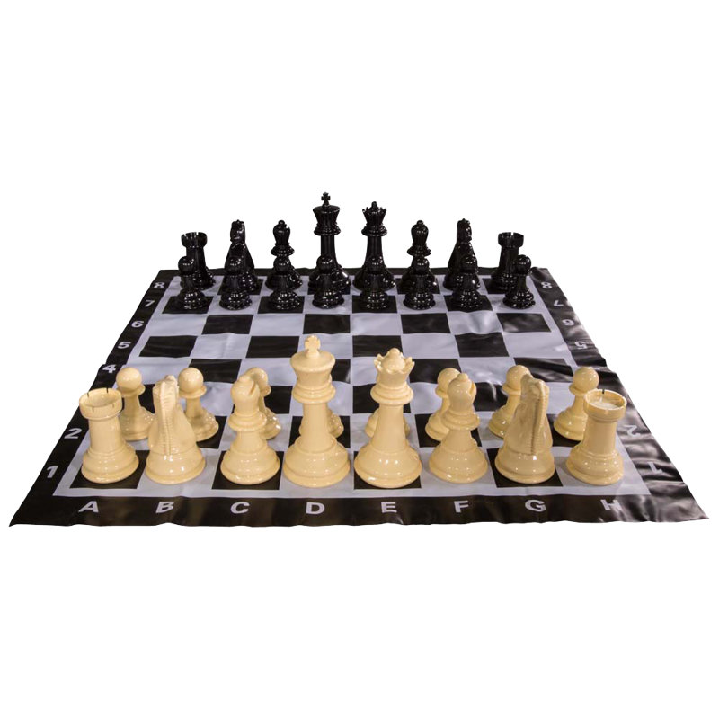 8" Tall Oversized Chess Set with Vinyl Roll-up Board