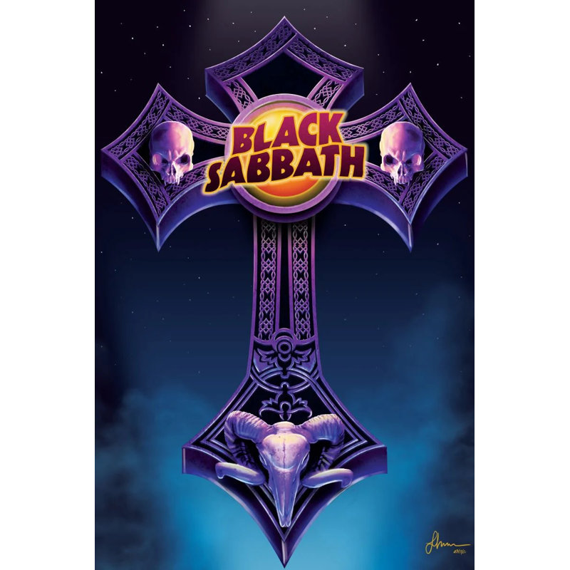 «Buy art for less» sous licence officielle «Black Sabbath» - affiche d'art croix celtique - 24 x 36 po - reproduction décorative - papier à affiche - prête à encadrer