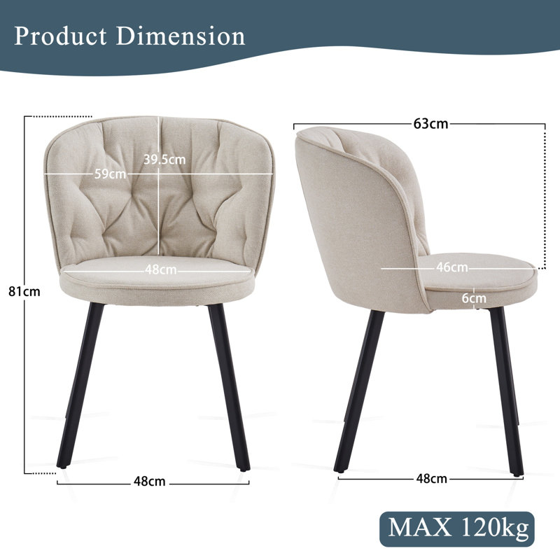 41cm H Fabric Upholstered Side Chair, Beige