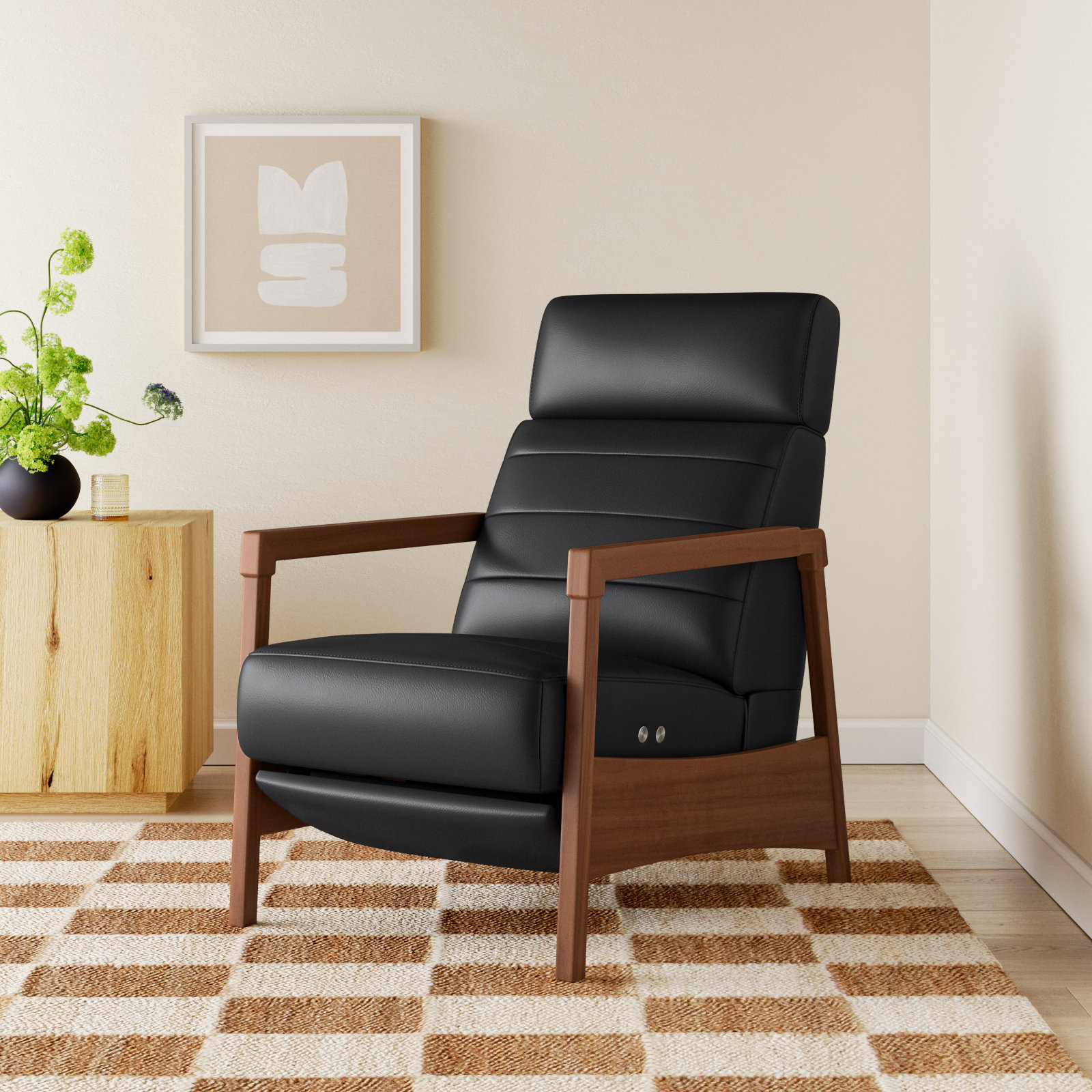 Amada 28" Genuine Leather Power Recliner, Baja Dark Grey Top Grain Leather