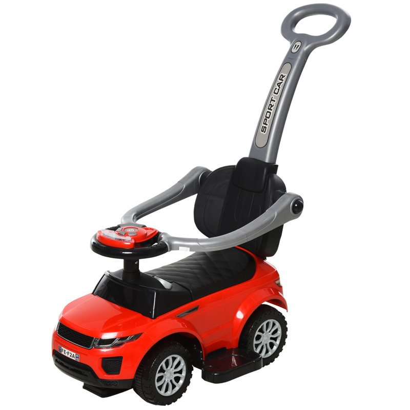 Red 3-in-1 Kid's Ride-On Push Car Stroller
