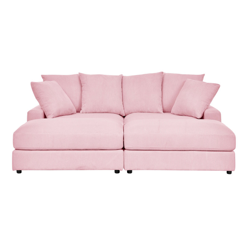 Canapé modulaire réversible de 89 po avec repose-pieds Arzuaga, Noir, Plastique, Dusty Rose Pink
