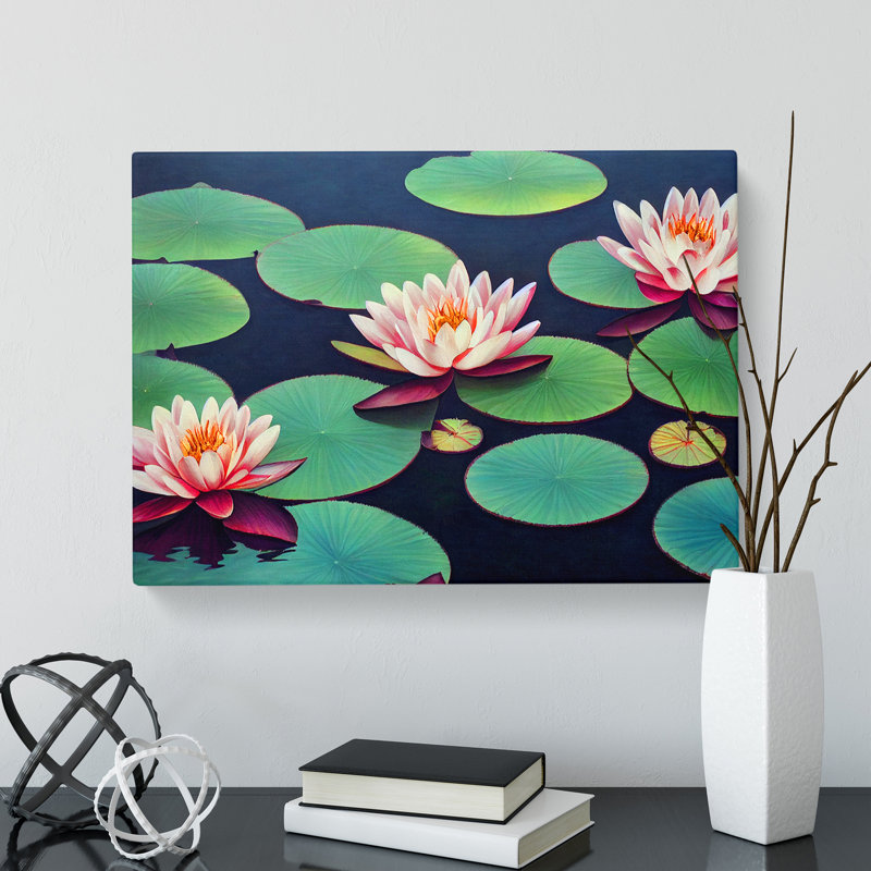 Radiant Water Lily Pond - Wrapped Canvas, 40cm H x 60cm W x 3cm D