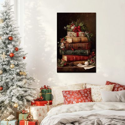 Large Christmas Wall Art - Vintage Christmas Pictures Wall Decor, Holiday Wall Art Canvas Prints for Living Room, Christmas Painting Artwork for Bedroom Wall Decor Frame Wrapped Canvas Prints, 32×48 inches