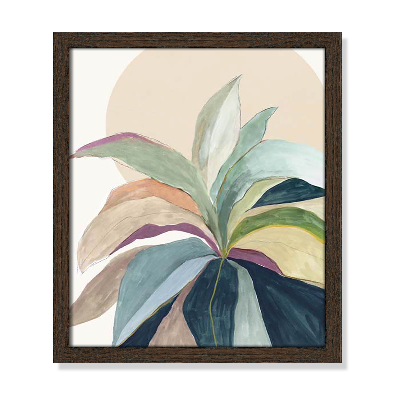 Sunny Bright Leaves II by Asia Jensen, Walnut Slim Unmatted Picture Framed, 15" H x 13" W x 0.75" D