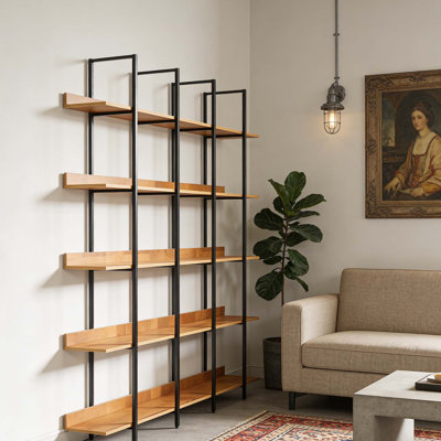 5 Tier Bookcase with Vintage Industrial Style,Open Shelf for Home Office Storage and Display