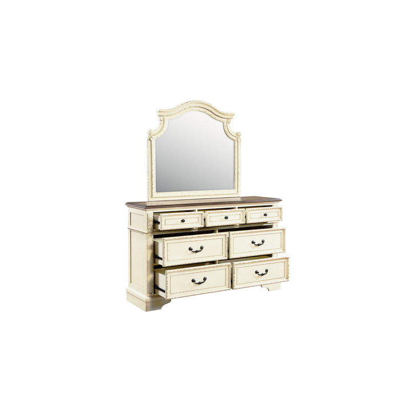 Bedroom Traditional Solid Wood Mirror In Antique Beige - Classy Option Wood, Elegant Feature