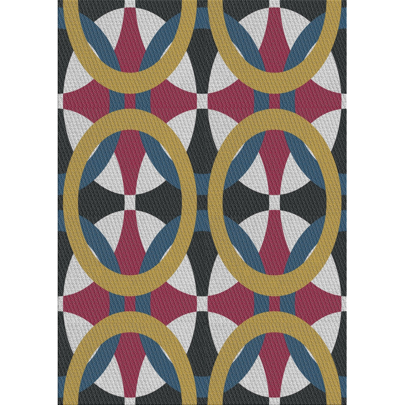 Motif géométrique brun/noir Tapis décoratif, Rectangle 5 pi x 7 pi