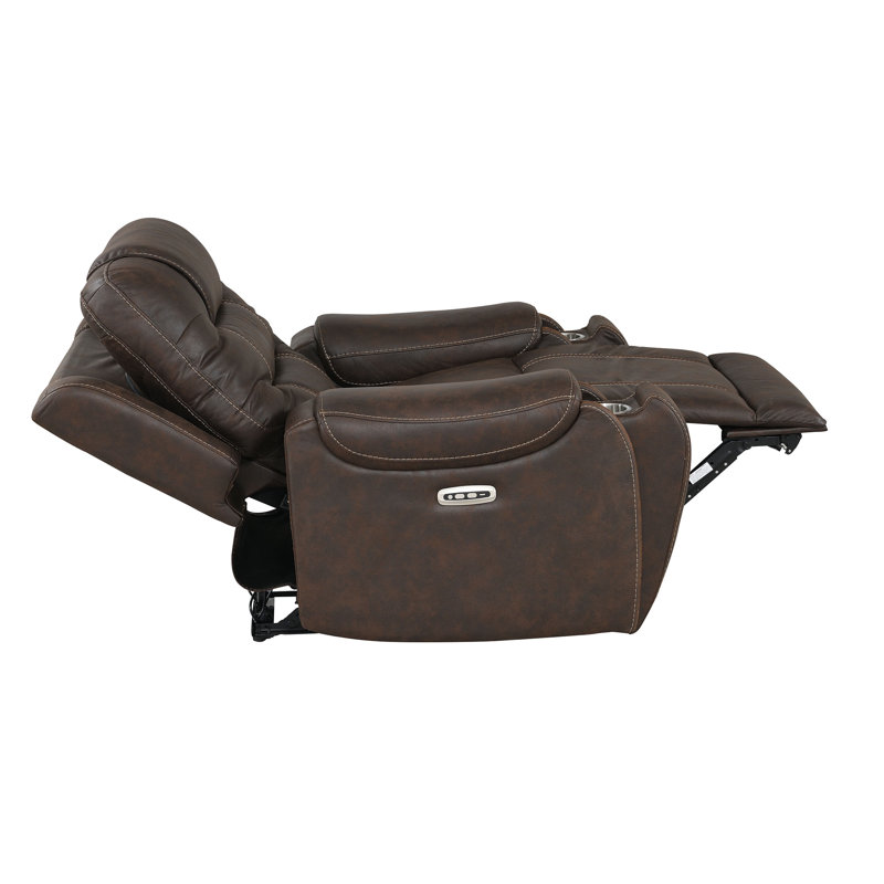 Burlington, 40" Wide Dual Power Recliner Chair With Power Adjustable Headrest and Hidden cupholder in each Arm (Brown Color)