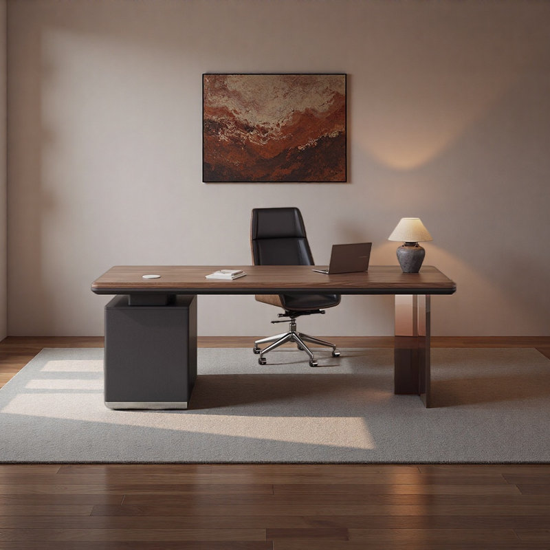 Bureau italien en noyer italien minimaliste, H 29,9 po x l 70,9 po x P 27,6 po
