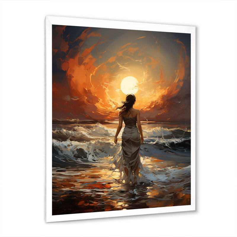 Costal Woman Sunset - impression, Cadre photo blanc, H 40 po x l 30 po x P 1,5 po