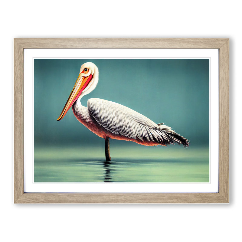 XH1022-6868X Pelican Portrait - Single Picture Frame Print, 25cm H x 34cm W x 2cm D, Oak