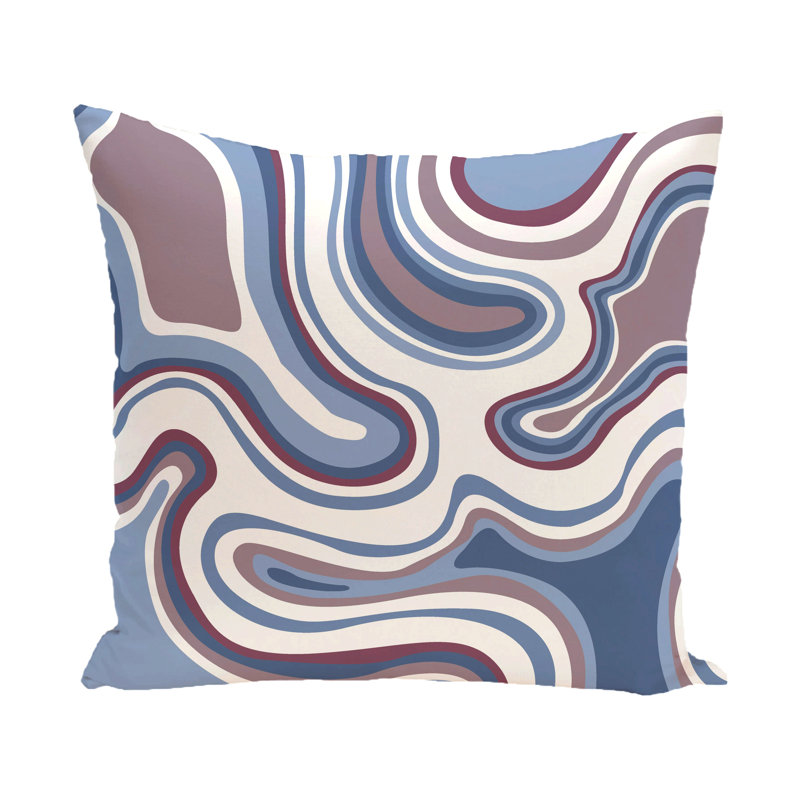 Beach Vacation Abstract Outdoor Reversible Throw Pillow, 18" H x 18" W, Purple