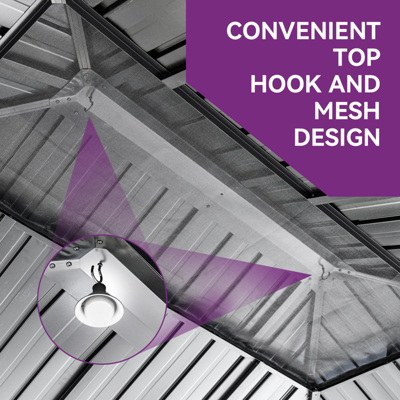 Hardtop Double-Roofed Aluminum Patio Gazebo Multiple Sizes, 14 ft x 12 ft, Gray