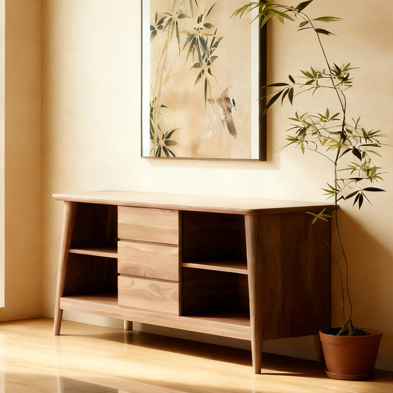 Buffet rétro de style chinois minimaliste, H 35,4 po x l 70,8 po x P 15,7 po