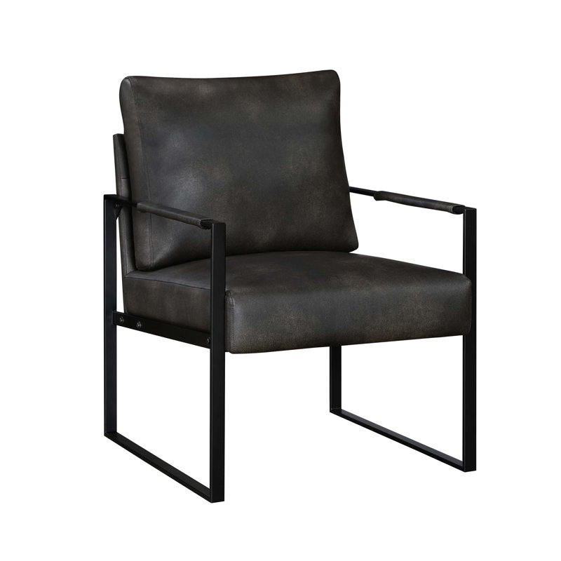 Fauteuil d'appoint moderne avec siège rembourré en similicuir, structure en métal, style 1P, confort, durabilité, élégance
