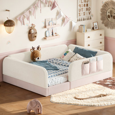 Queen Size Kids Soft Upholstered Floor Bed