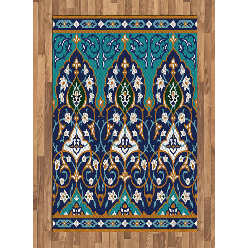 Tapis décoratif à longues fibres Folkloric, Rectangle— 4 pi x 5 pi 8 po