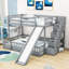 Lit superposé simple au-dessus d'un lit double avec glissade et escalier de rangement Kaniyha-960740593