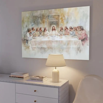 Christian Watercolor Last Supper Canvas Print - Urban Studio