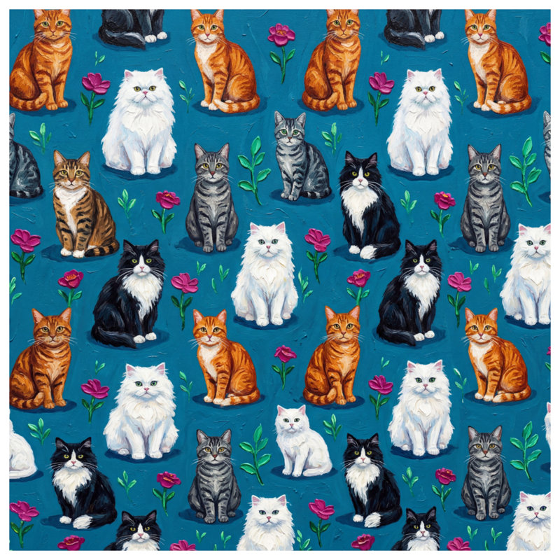 Diverses couvertures de chats et de fleurs, 50in W x 60in H