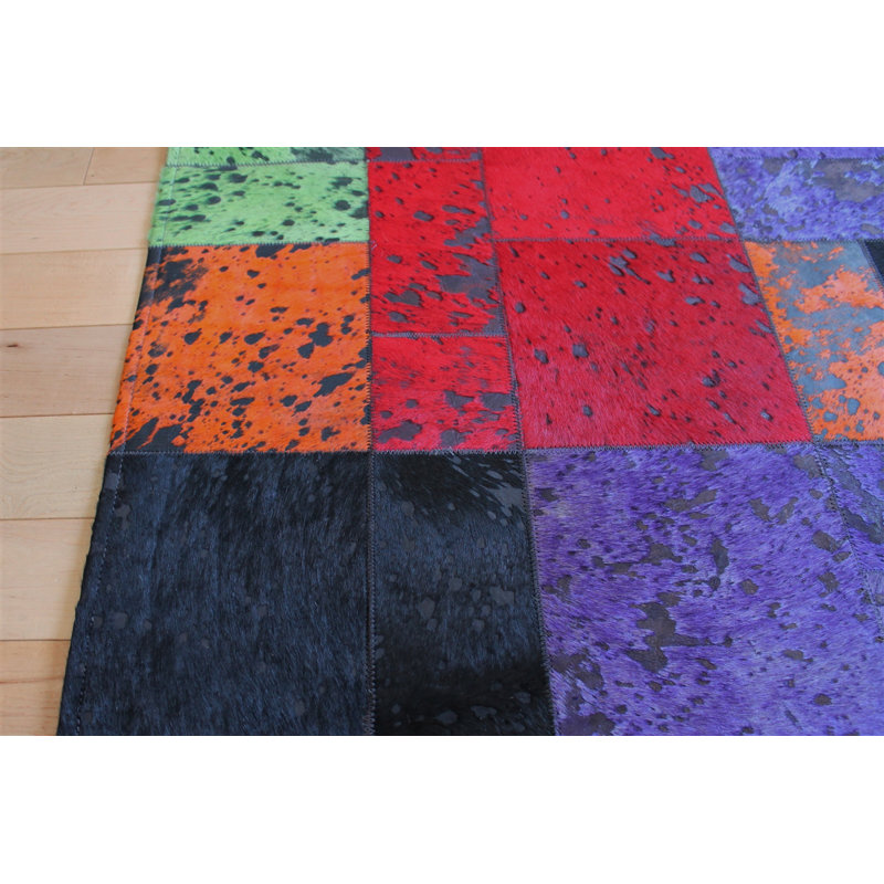 Area Cowhide Patchwork Indoor Rug, Rectangle 8' x 10'
