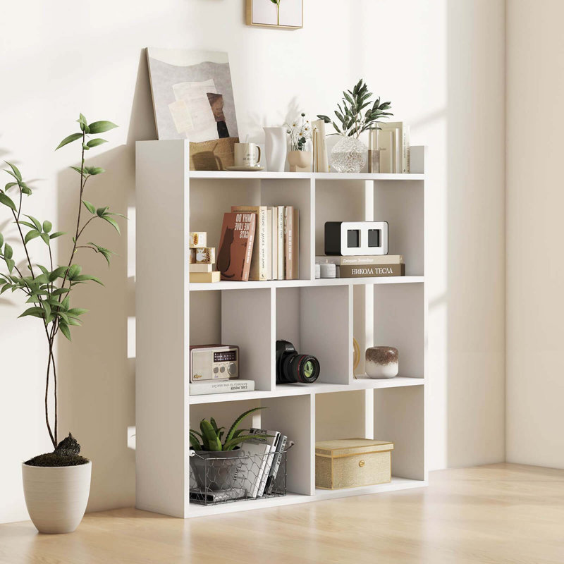 Ebern Designs 2 Pcs 7-cube Bookcase Open Storage Shelf With Anti-tipping Kits For Living Room, White