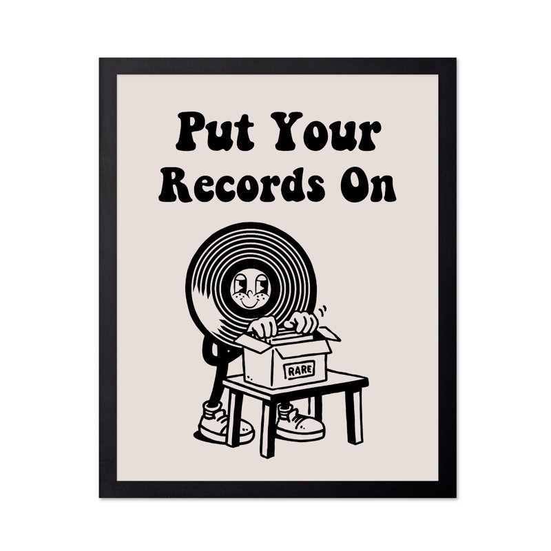Mettez vos disques sur No1, Black Framed, Poster, 12"H x 16"W