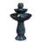 2-Tier Blue Ceramic Bird Bath Fountain, Decorative Water Fountain with LED Lights and Quiet Pump, Indoor Outdoor Water Feature for Patio, Garden, Deck, Balcony, Office and Home Décor, Relaxing Cascading Water Design-129619011