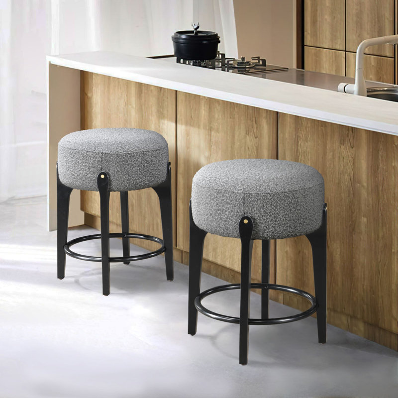Tabouret Ellie, Tabouret de comptoir (siège d'une hauteur de 25,8, Boucle grise / base noire