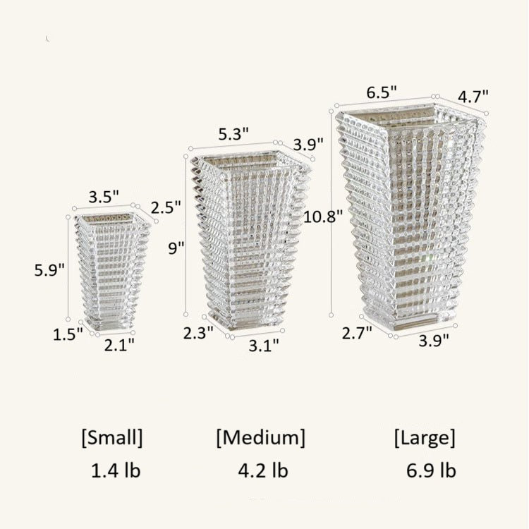 Crystal-Cut Look Glass Vase, 10.8" H x 6.5" W x 4.7" D
