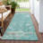 Machine Washable Indoor/Outdoor Xhevrie Teal Rug-315968377