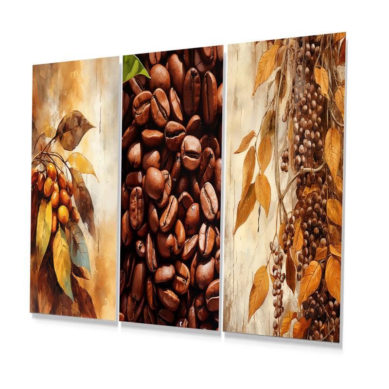 Ensemble de 3 décorations murales café en grains Minimal Harmony, H 28 po x l 36 po