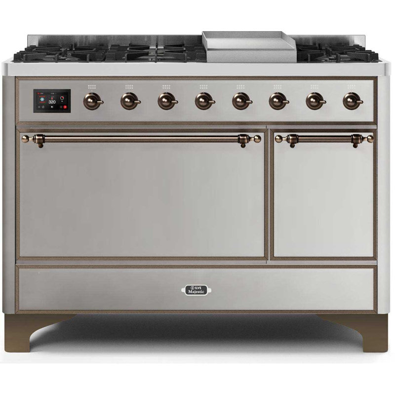 Majestic II 47.83" 5.02 Cu.Ft. Freestanding Dual Fuel with Griddle and Convection Oven, Natural Gas, Stainless Steel/Brass