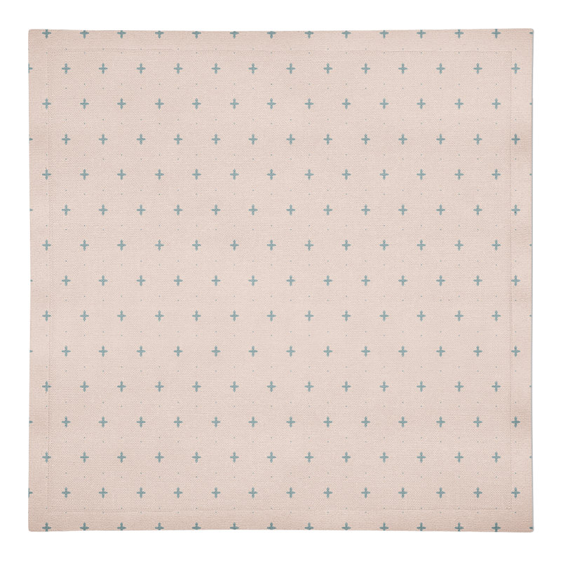 Cotton Geometric Rectangle Napkin, Blue/Blush